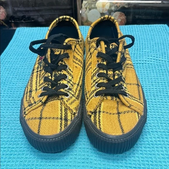 Vans Yellow and Black Plaid Sneakers